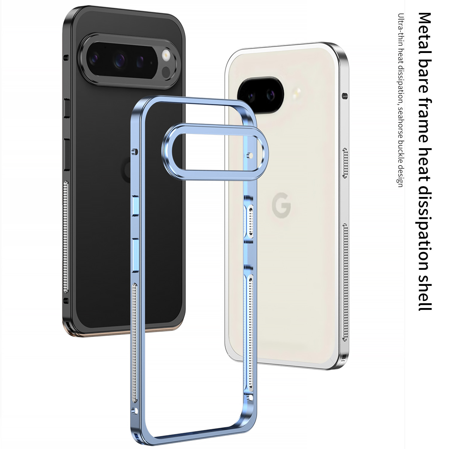 Metal Bumper Aluminum Frame Case - 超薄型バンパーアルミメタルフレームハードカバー Google Pixel 10 9 8