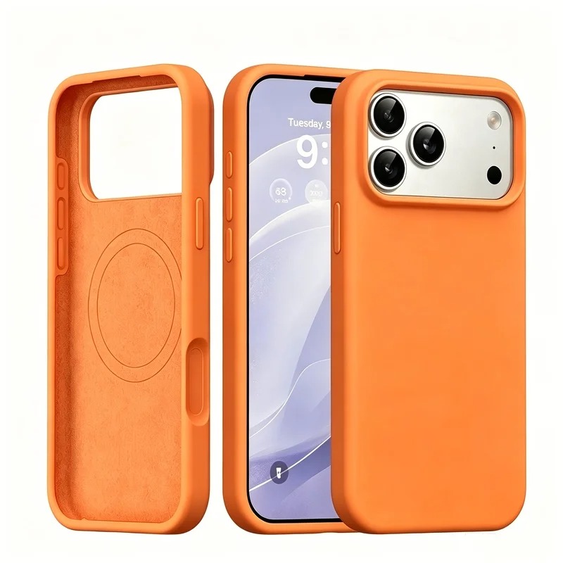 Liquid Silicone Magnetic Phone Case - iPhone 18、17 Pro、17 Pro Max、16、15、14に対応。MagSafe対応、カメラ穴を大きくした、耐衝撃性に優れた磁気吸着式リキッドシリコンケース。