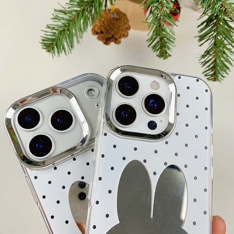 高級メイクアップミラー付きキュートな漫画ミッフィー水玉模様i - Cute Cartoon Wrist Strap Silicone Case のレビューと価格