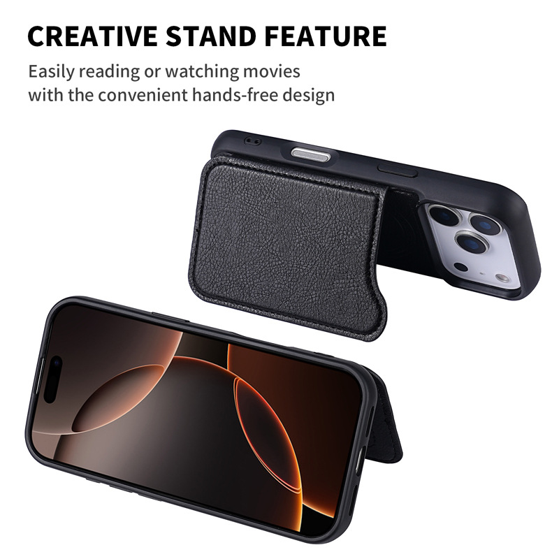 iPhone 17 Air、16、15 Plus、14、13 - Leather Wallet Card Holder Phone Cover のレビューと価格