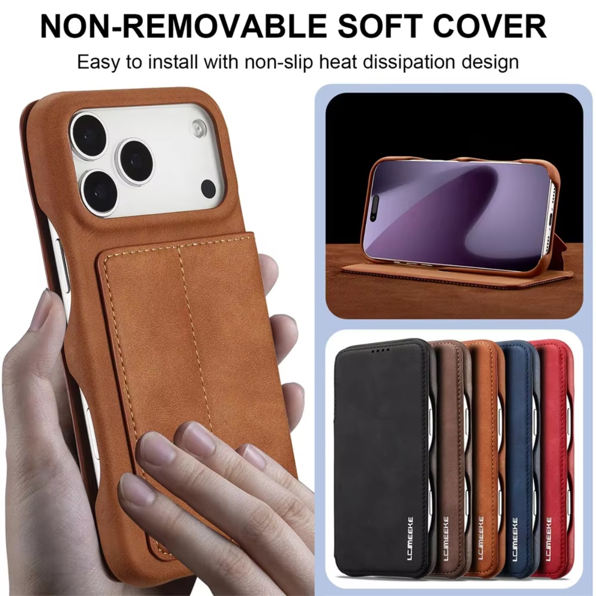 レザー財布型マグネットフリップカバー、カードホルダー付き、A - Leather Wallet Card Holder Phone Cover のレビューと価格