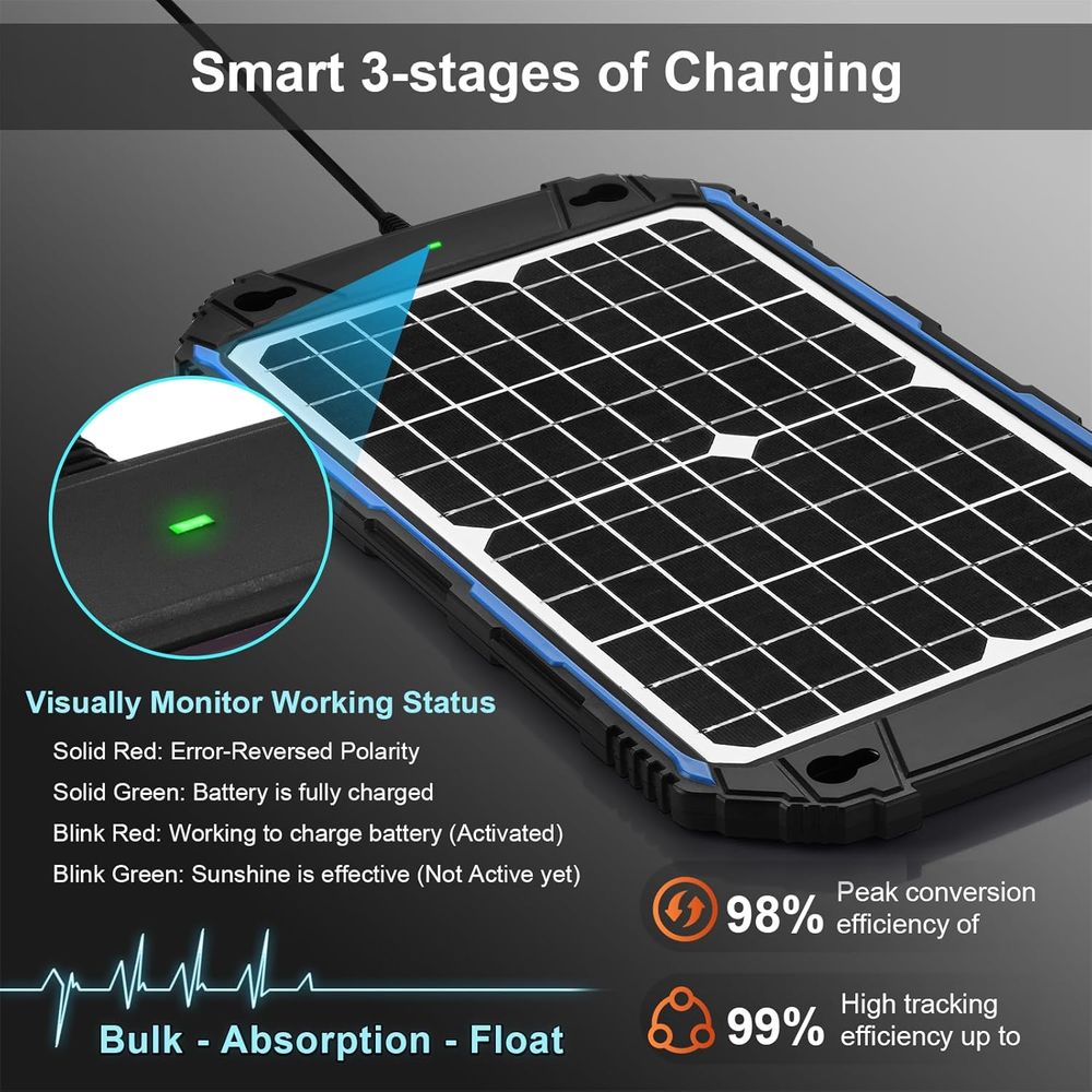 防水 12W 12V ソーラーバッテリー充電器＆メンテナー  - Chargers のレビューと価格