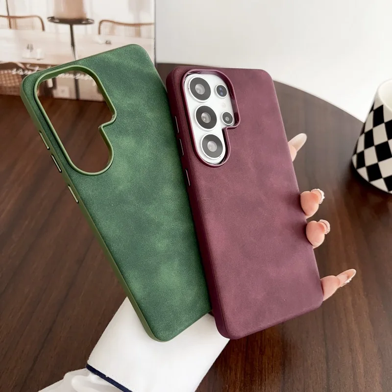レトロ調のPUレザー調スマートフォンケース。Samsung  - Matte Hard Pc Back Case のレビューと価格